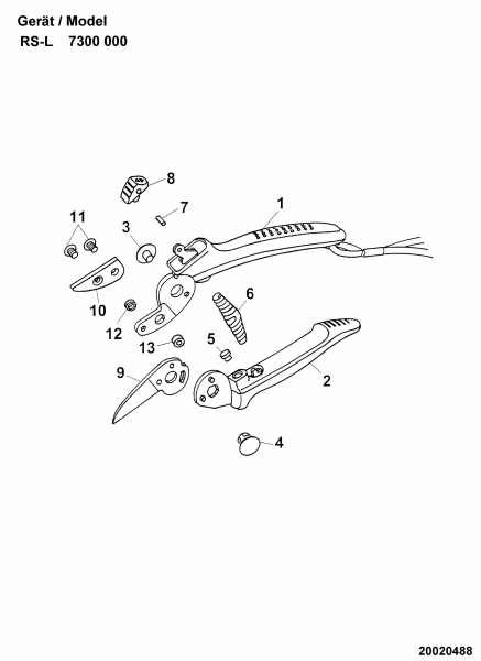 Ersatzteile WOLF-Garten Gartenschere RS-L Typ: 7300000  (2001) Grundgerät 