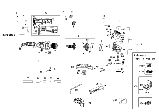 DEWALT Ersatzteile WINKELSCHLEIFER DCG405H2T Typ: 2 QW