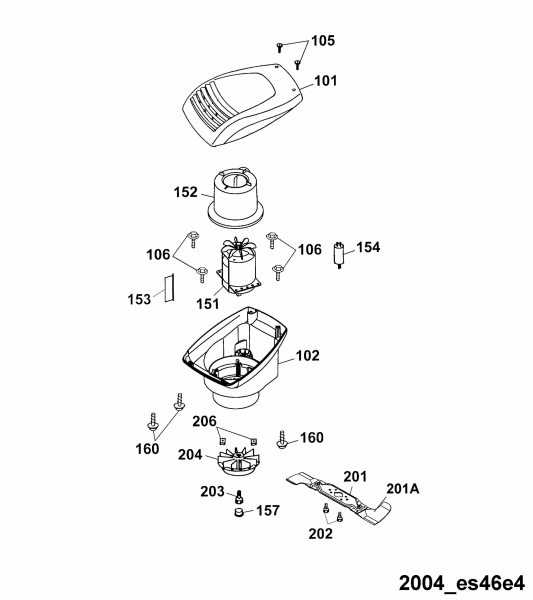 Ersatzteile WOLF-Garten Elektro Rasenmäher ohne Antrieb Esprit 46 E Typ: 4620680 Serie B, C  (2004) Abdeckhaube Motor, Messer, Motor 