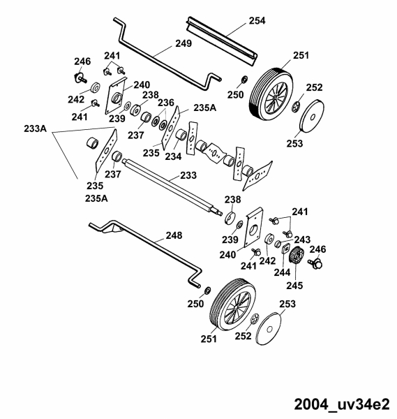 Ersatzteile WOLF-Garten Elektro Vertikutierer UV 34 E Typ: 3634683 Serie B, C  (2004) Messerwalze, Räder 