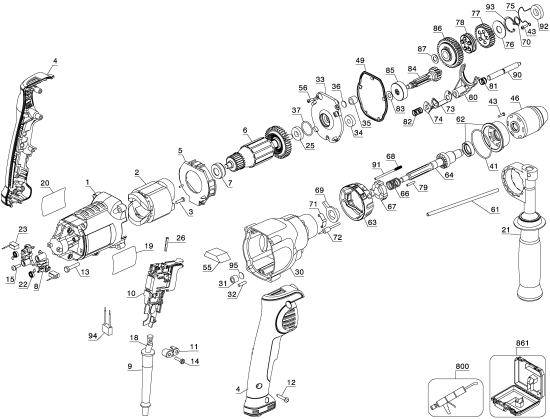 DEWALT Ersatzteile DWD522KS Typ: 1 QS