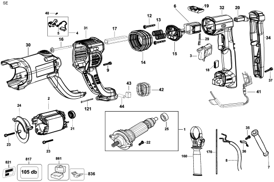 DEWALT Ersatzteile DREHHAMMER D25223K Typ: 2 QU
