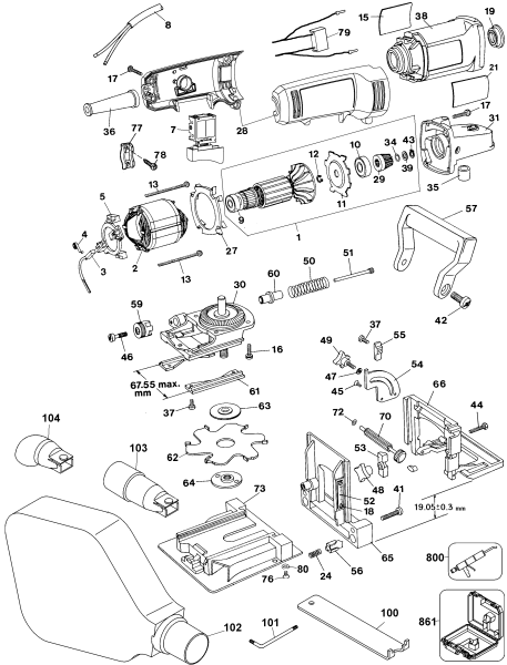 DEWALT Ersatzteile FLACHDÜBELFRÄSE DW682K Typ: 4 QS