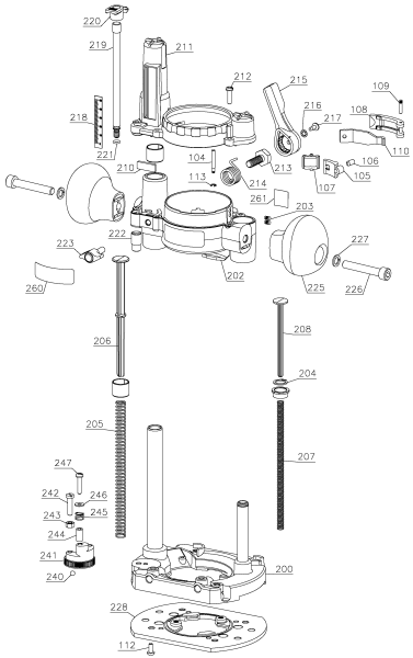 DEWALT Ersatzteile FRÄSMASCHINE DWP611PK Typ: 1 QU