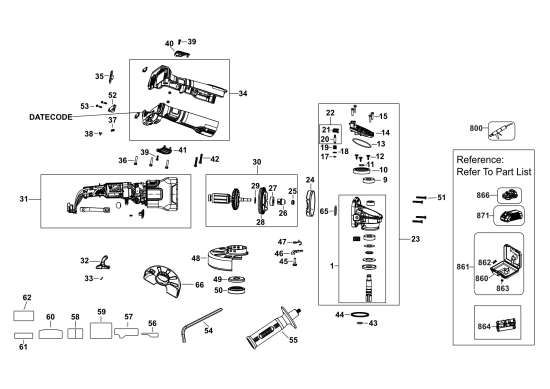 DEWALT Ersatzteile KLEINER WINKELSCHLEIFER DCG409H2T Typ: 2 QW