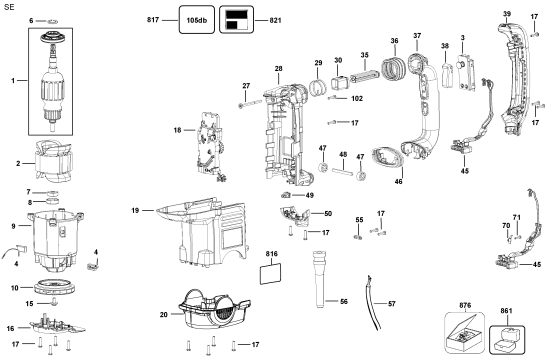 DEWALT Ersatzteile MEISSELHAMMER D25891K Typ: 1 QU