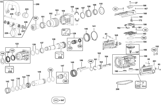 DEWALT Ersatzteile MEISSELHAMMER D25831K Typ: 1 QU