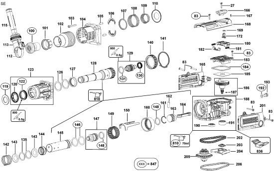 DEWALT Ersatzteile DREHHAMMER D25501K Typ: 1 QU
