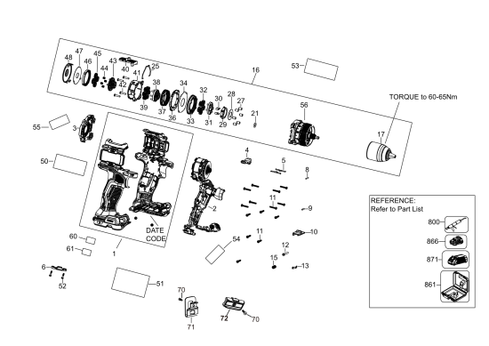 DEWALT Ersatzteile AKKU SCHRAUBER DCD800D2T Typ: 2 QW