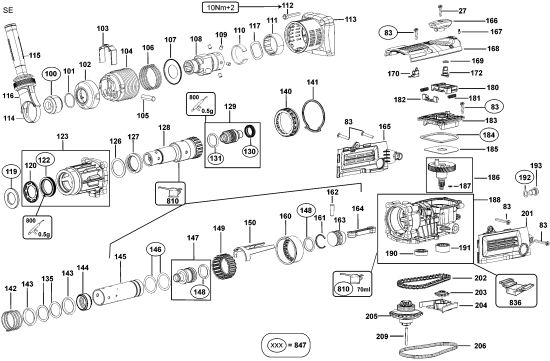 DEWALT Ersatzteile DREHHAMMER D25651K Typ: 1 QU