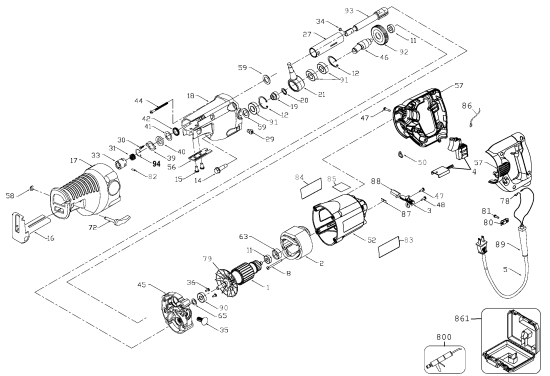 DEWALT Ersatzteile SÄBELSÄGE DW310K Typ: 2 QU