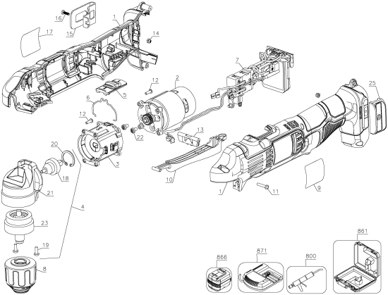 DEWALT Ersatzteile DCD720KN Typ: 1 XJ