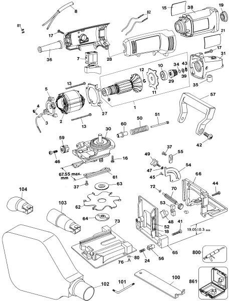DEWALT Ersatzteile FLACHDÜBELFRÄSE DW682K Typ: 4 QU