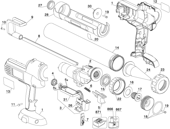 DEWALT Ersatzteile KARTUSCHENPISTOLE DC542 Typ: 11 XJ