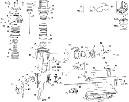 DEWALT Ersatzteile 63 MM STIFT NAGLER D51257K Typ: 2 QU