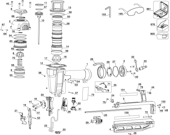 DEWALT Ersatzteile 63 MM STIFT NAGLER D51257K Typ: 2 XJ