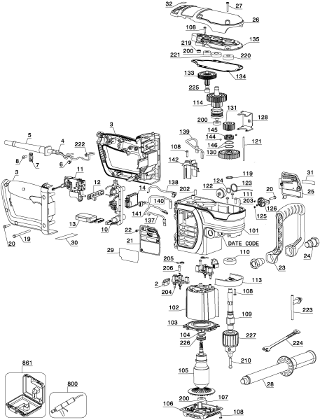 DEWALT Ersatzteile DWD460 Typ: 2 QU