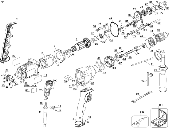 DEWALT Ersatzteile DWD520 Typ: 2 QU