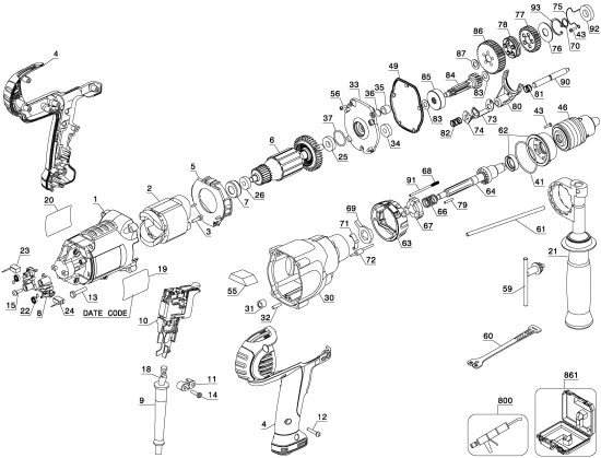 DEWALT Ersatzteile DWD525K Typ: 2 QU