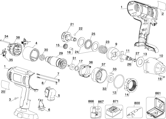 DEWALT Ersatzteile DW059HB Typ: 1 QU