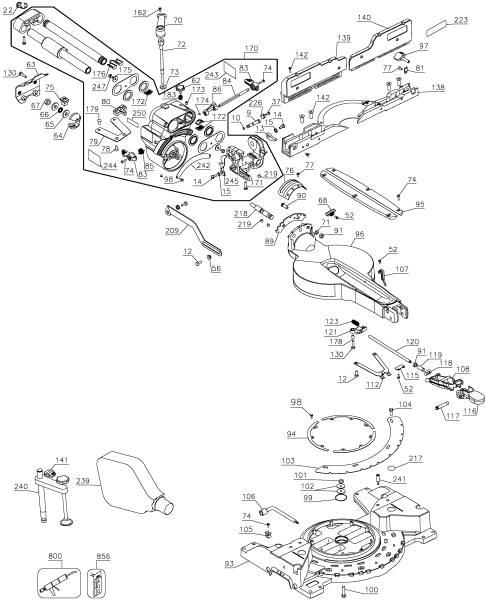 DEWALT Ersatzteile GEHRUNGSSÄGE DW717XPS Typ: 3 QS