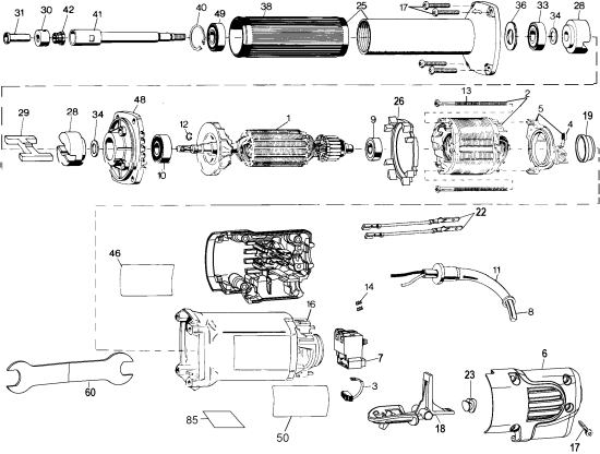 DEWALT Ersatzteile FORMSCHLEIFER DW887N Typ: 4 QU