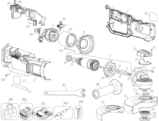 DEWALT Ersatzteile DCG412B Typ: 1 QU