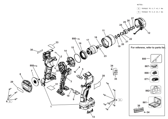DEWALT Ersatzteile SCHLAGSCHRAUBER DCF870B Typ: 1 QU