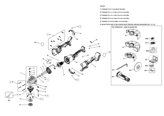 DEWALT Ersatzteile WINKELSCHLEIFER DCG418SHDX2 Typ: 1 QUCA