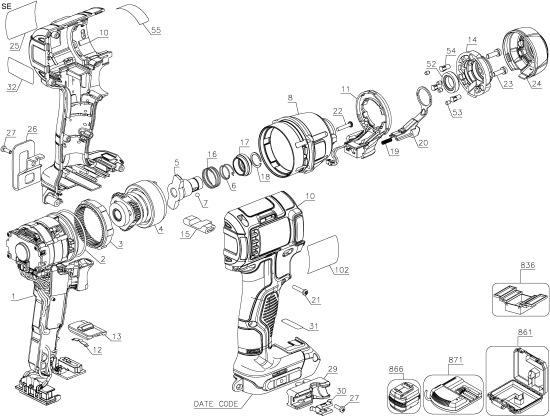 DEWALT Ersatzteile DCF895B Typ: 1 QU