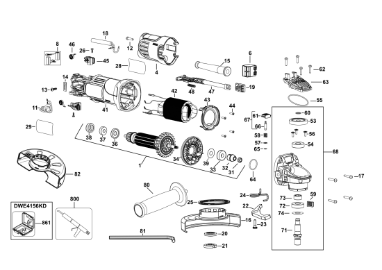 DEWALT Ersatzteile KLEINER WINKELSCHLEIFER DWE4157 Typ: 5 QS