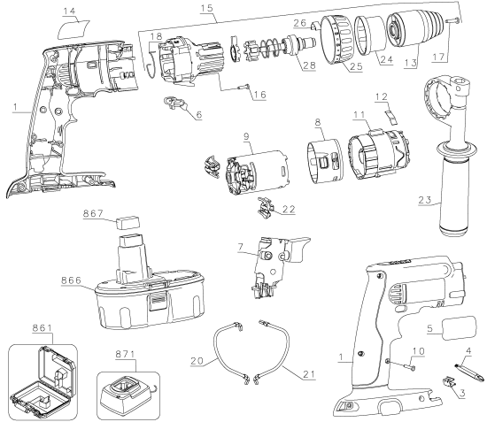 DEWALT Ersatzteile DCD939KX Typ: 2 QU