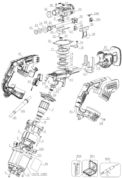 DEWALT Ersatzteile AKKU SÄBELSÄGE DWE357K Typ: 1 QS
