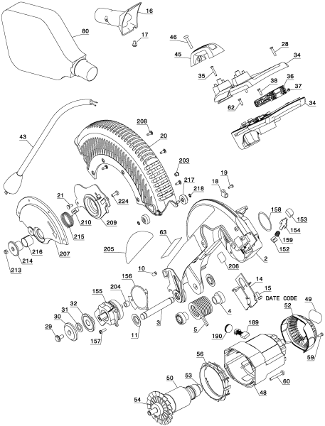 DEWALT Ersatzteile GEHRUNGSSÄGE DW715 Typ: 3 QU