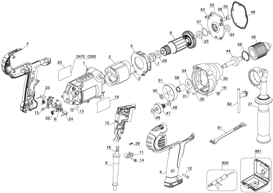 DEWALT Ersatzteile DWD216G Typ: 1 QU