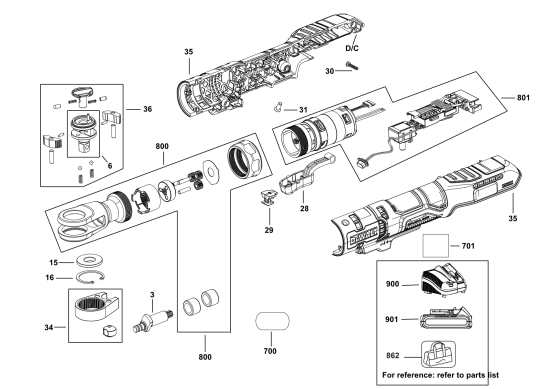 DEWALT Ersatzteile RATSCHE DCF503D1 Typ: 1 QW