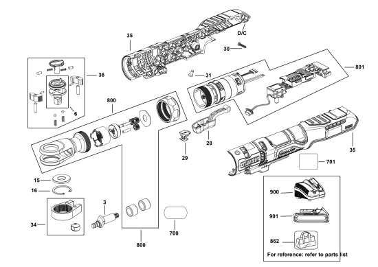 DEWALT Ersatzteile RATSCHE DCF512D1 Typ: 1 QW