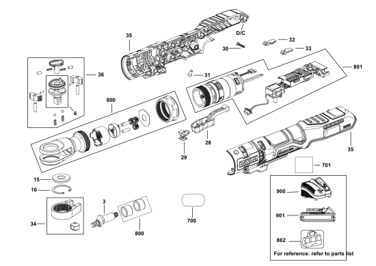 DEWALT Ersatzteile RATSCHE DCF512D1 Typ: 1 QW