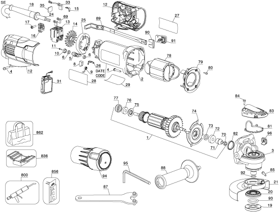 DEWALT Ersatzteile SCHLEIFER DWE46101 Typ: 1 QU