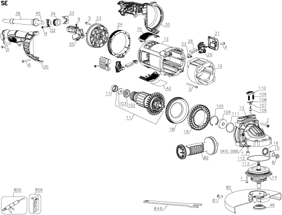 DEWALT Ersatzteile WINKELSCHLEIFER DWE4557 Typ: 1 QU
