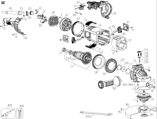 DEWALT Ersatzteile WINKELSCHLEIFER DWE4597 Typ: 1 QU