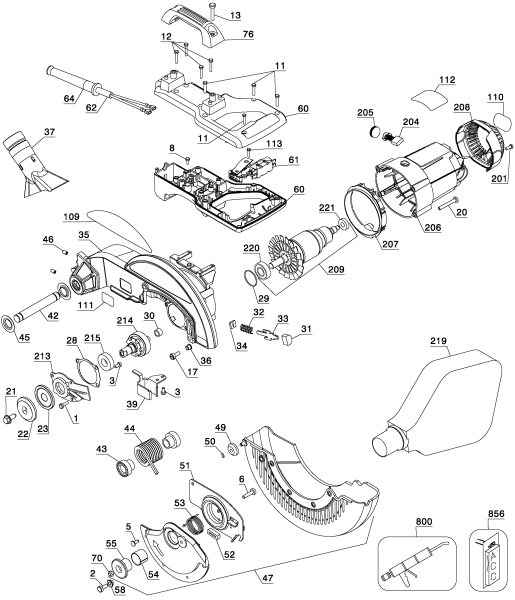 DEWALT Ersatzteile GEHRUNGSSÄGE DW713 Typ: 2 QU