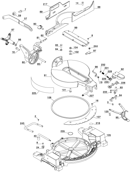 DEWALT Ersatzteile GEHRUNGSSÄGE DW713 Typ: 2 QU