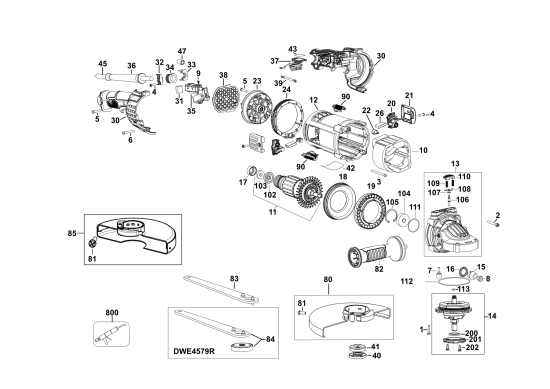 DEWALT Ersatzteile WINKELSCHLEIFER DWE4579 Typ: 5 QS