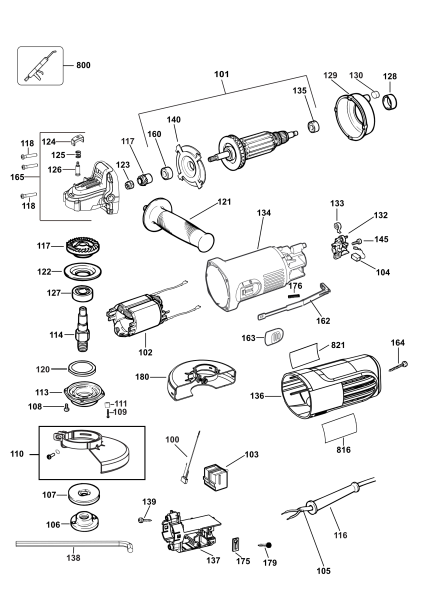 DEWALT Ersatzteile KLEINER WINKELSCHLEIFER DWE4117 Typ: 5 QS