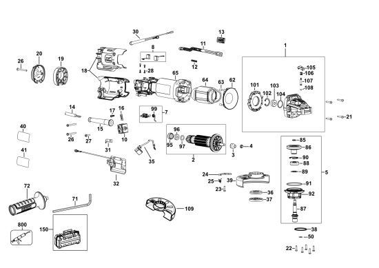 DEWALT Ersatzteile KLEINER WINKELSCHLEIFER DWE4207K Typ: 5 QS