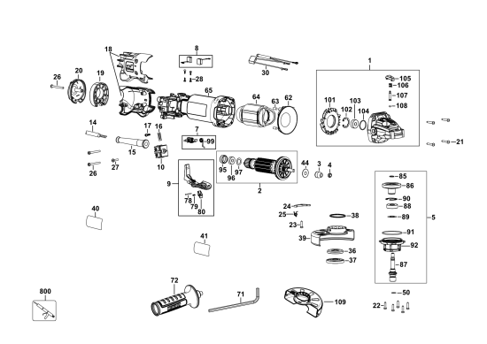 DEWALT Ersatzteile KLEINER WINKELSCHLEIFER DWE4233 Typ: 5 QS