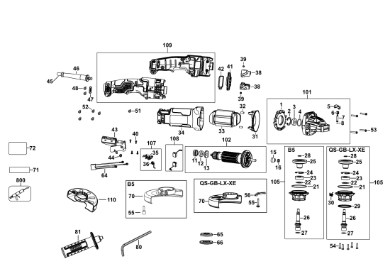 DEWALT Ersatzteile WINKELSCHLEIFER DWE4277 Typ: 5 QS