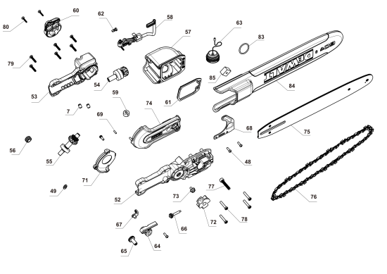 DEWALT Ersatzteile KETTENSÄGE DCPS671B Typ: 1 QU