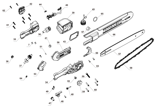 DEWALT Ersatzteile KETTENSÄGE DCPS673B Typ: 1 QU